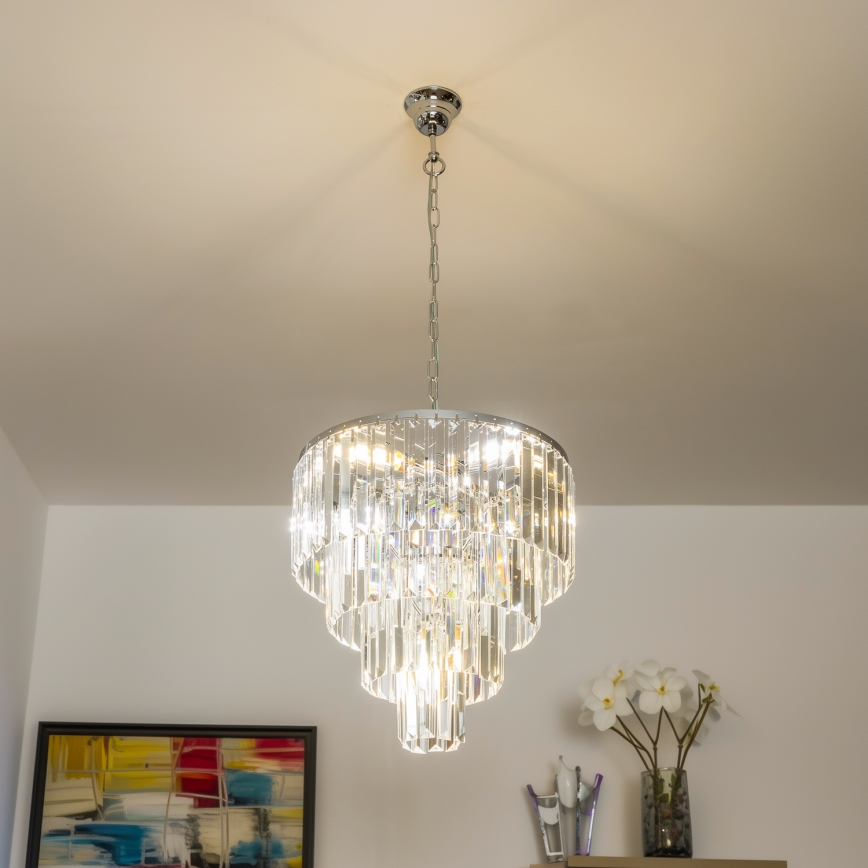 Brilagi - LED Kristall-lühter MOZART 5xE14/40W/230V läikiv kroom