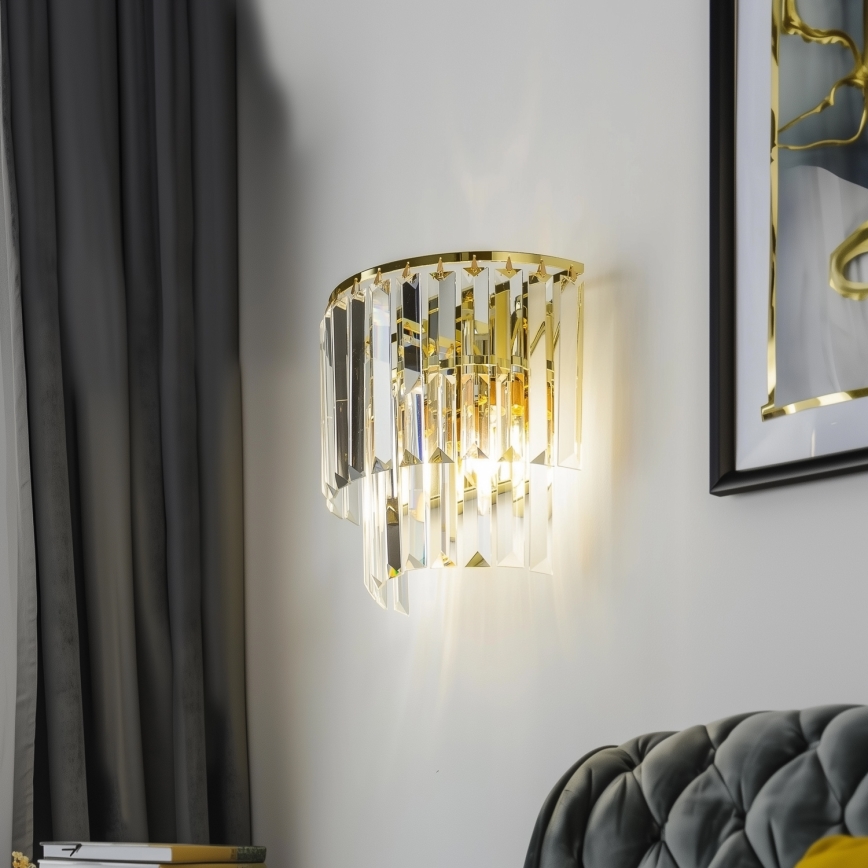 Brilagi - LED Kristallist seinavalgusti MOZART 2xE14/40W/230V kuldne