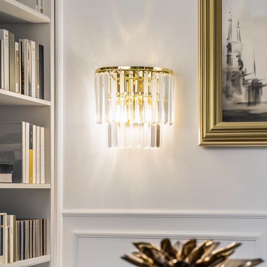 Brilagi - LED Kristallist seinavalgusti MOZART 2xE14/40W/230V kuldne
