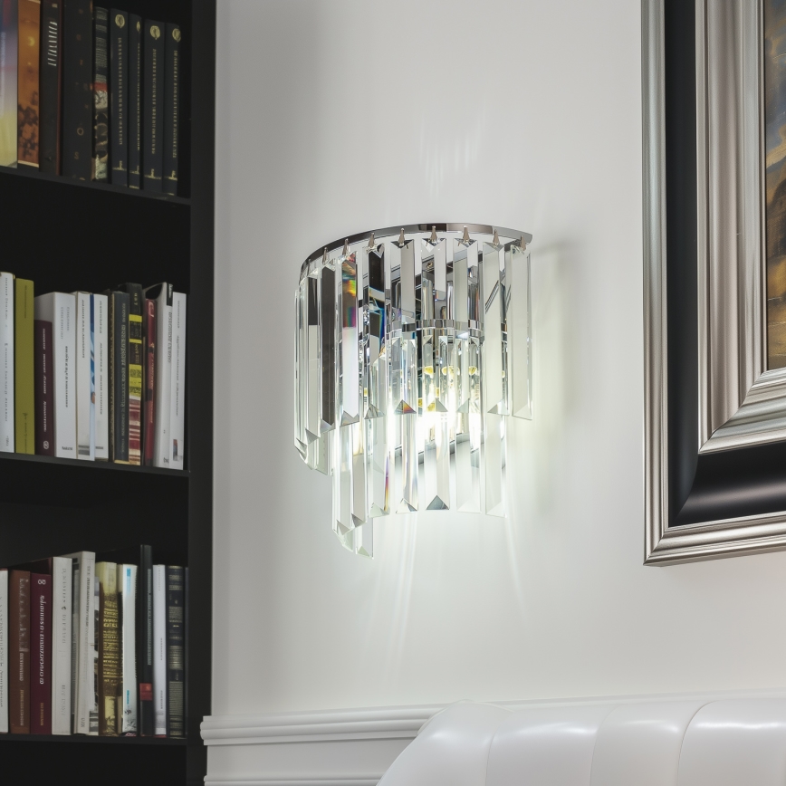 Brilagi - LED Kristallist seinavalgusti MOZART 2xE14/40W/230V läikiv kroom