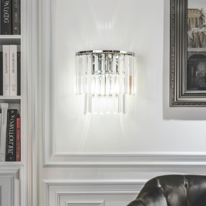 Brilagi - LED Kristallist seinavalgusti MOZART 2xE14/40W/230V läikiv kroom