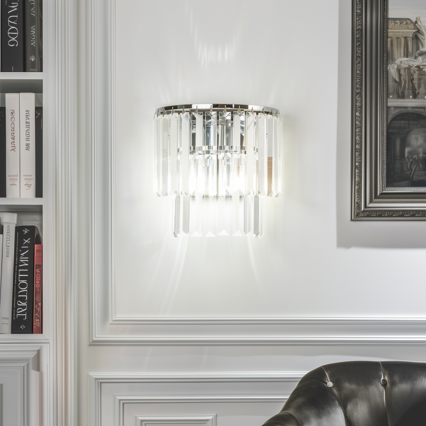 Brilagi - LED Kristallist seinavalgusti MOZART 2xE14/40W/230V läikiv kroom