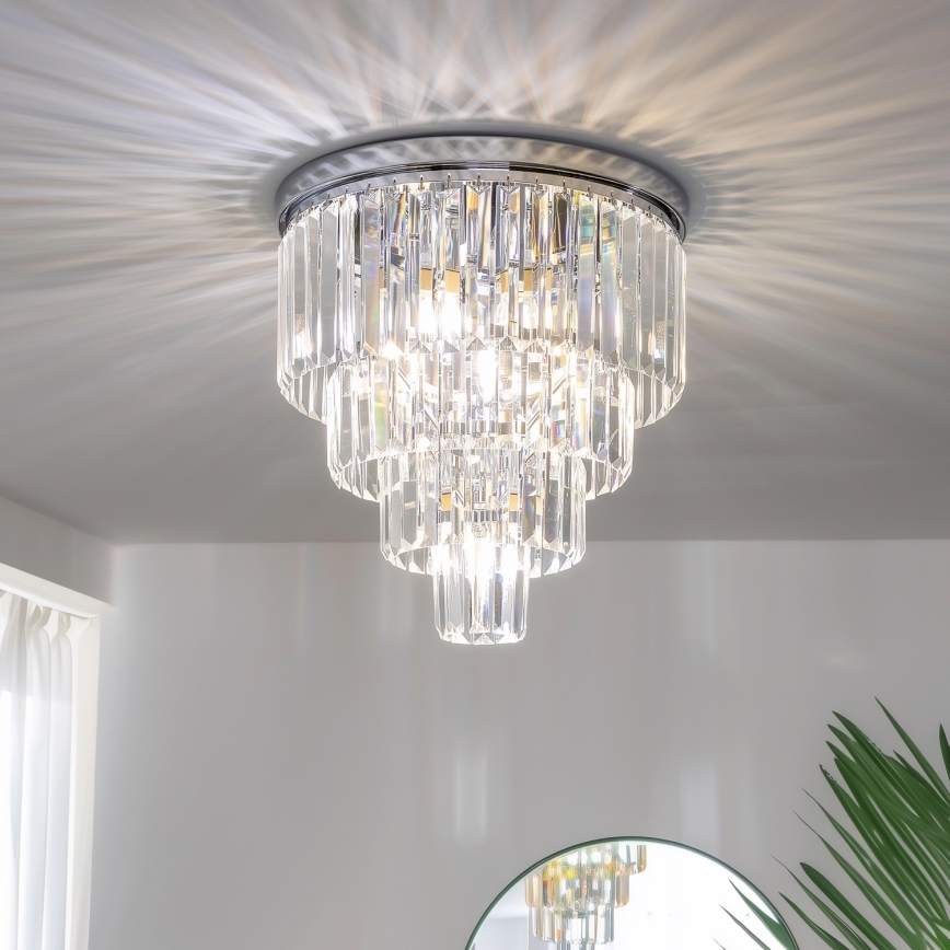 Brilagi - LED-kristalllaelamp MOZART 5xE14/40W/230V läbimõõt 40 cm läikiv kroom