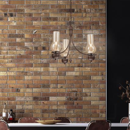Brilagi - LED-kroonlühter ketiga COTTAGE 3xE14/40W/230V pöök/pruun/suitsune beež