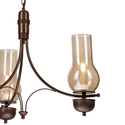 Brilagi - LED-kroonlühter ketiga COTTAGE 3xE14/40W/230V pöök/pruun/suitsune beež