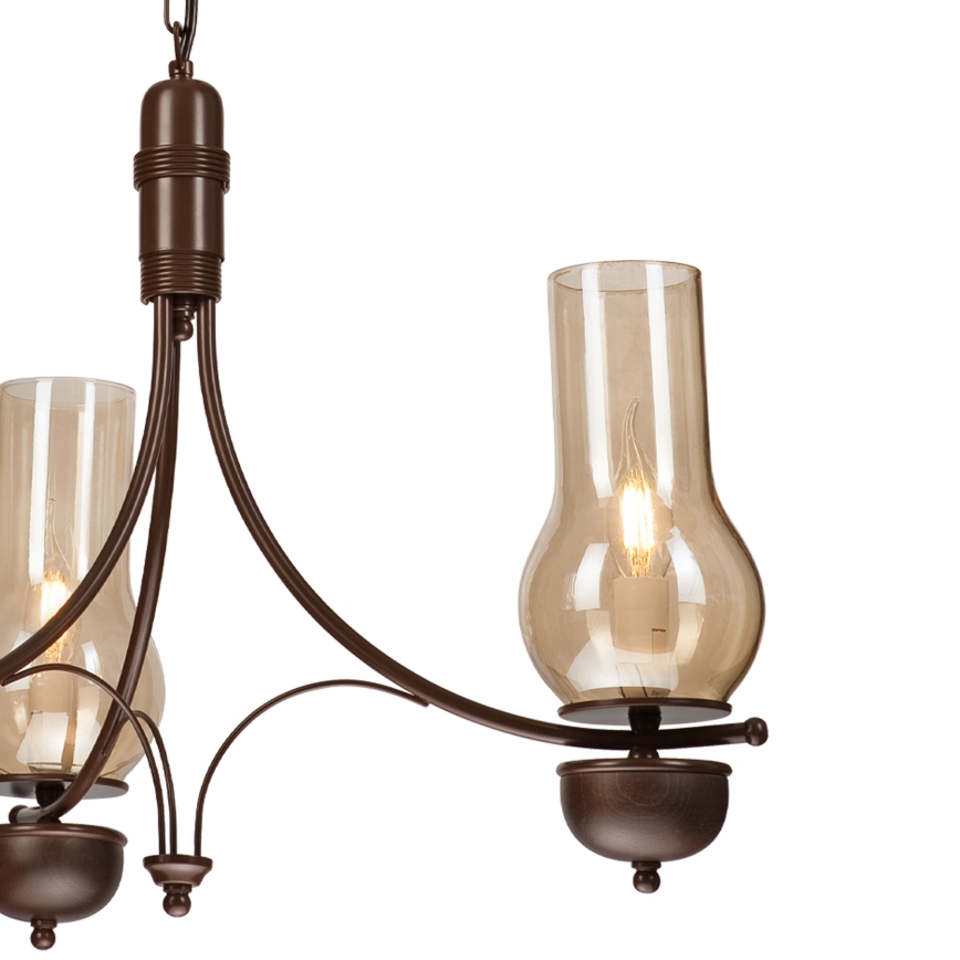 Brilagi - LED-kroonlühter ketiga COTTAGE 3xE14/40W/230V pöök/pruun/suitsune beež
