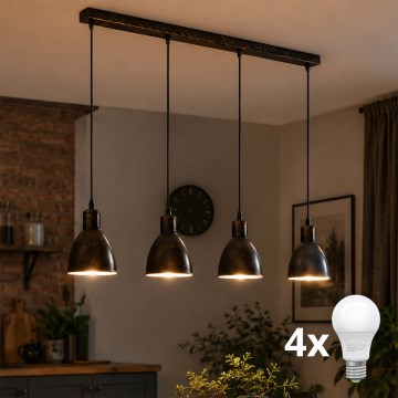 Brilagi - LED-kroonlühter riputuskaabliga RIDDY 4xE27/60W/230V vaskne/patina
