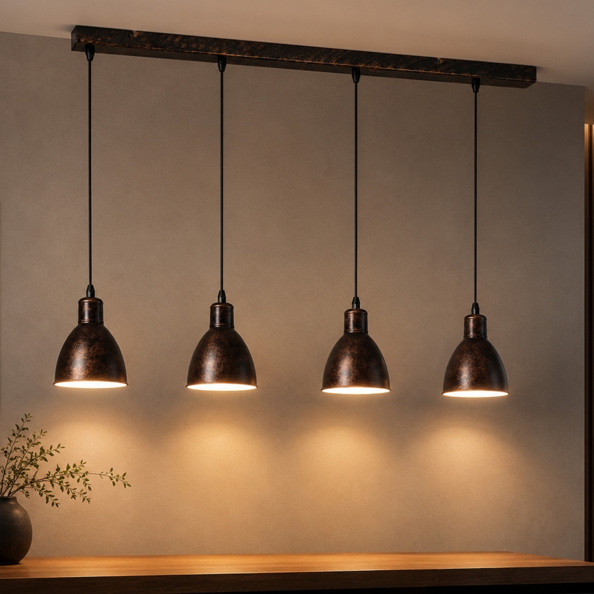 Brilagi - LED-kroonlühter riputuskaabliga RIDDY 4xE27/60W/230V vaskne/patina
