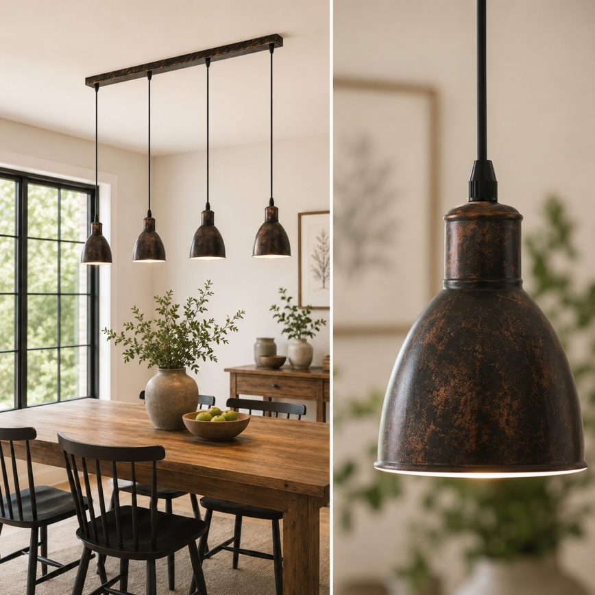 Brilagi - LED-kroonlühter riputuskaabliga RIDDY 4xE27/60W/230V vaskne/patina
