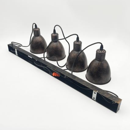 Brilagi - LED-kroonlühter riputuskaabliga RIDDY 4xE27/60W/230V vaskne/patina