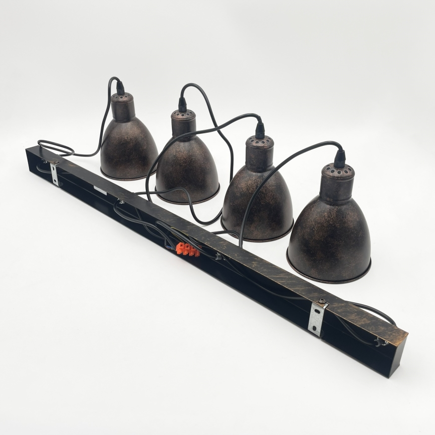Brilagi - LED-kroonlühter riputuskaabliga RIDDY 4xE27/60W/230V vaskne/patina