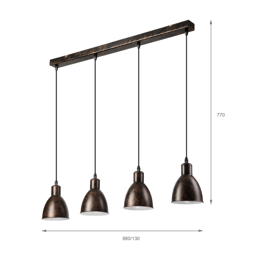 Brilagi - LED-kroonlühter riputuskaabliga RIDDY 4xE27/60W/230V vaskne/patina