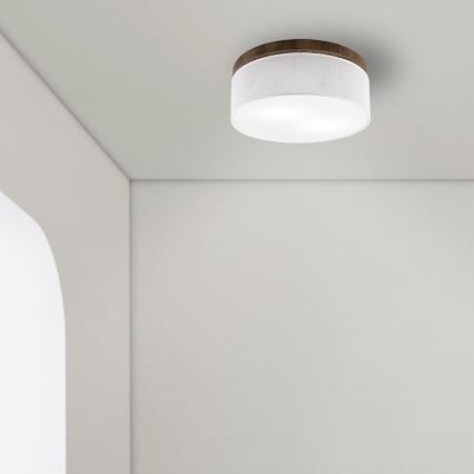 Brilagi - LED laelamp BELLADONNA 2xE27/15W/230V läbimõõt 40 cm valge/pähkel tamm