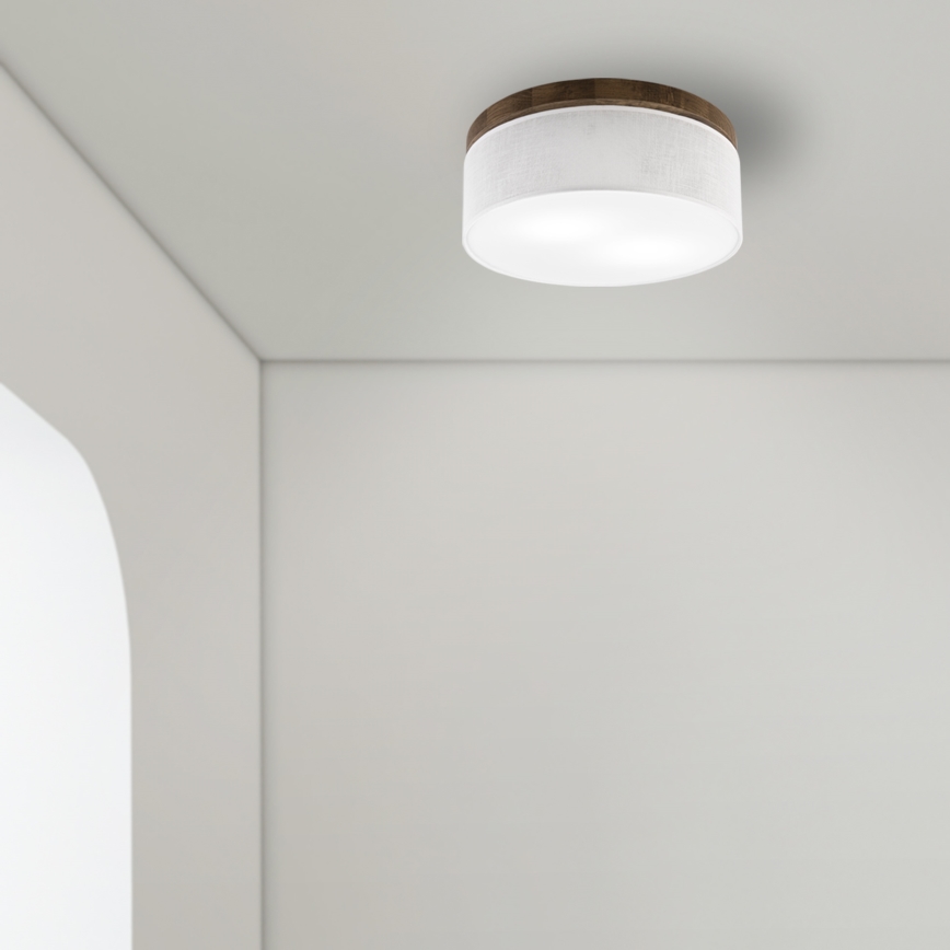 Brilagi - LED laelamp BELLADONNA 2xE27/15W/230V läbimõõt 40 cm valge/pähkel tamm