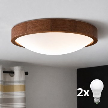 Brilagi - LED laelamp CARVALHO SLIM 2xE27/15W/230V tamm/kirsipuu, läbimõõt 37 cm