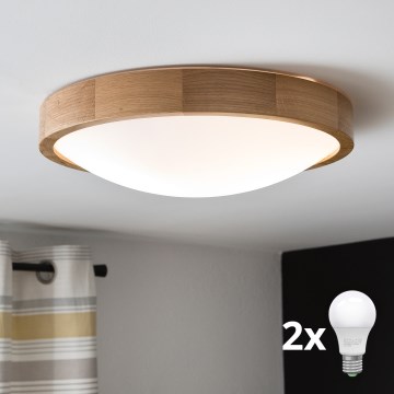 Brilagi - LED-laelamp CARVALHO SLIM 2xE27/30W/230V, tamm, läbimõõt 37 cm