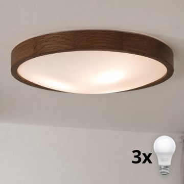 Brilagi - LED-laelamp CARVALHO SLIM 3xE27/15W/230V tamm/pähkel, läbimõõt 47 cm