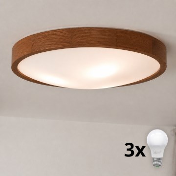 Brilagi - LED laelamp CARVALHO SLIM 3xE27/45W/230V tamm-kirsipuu läbimõõt 47 cm