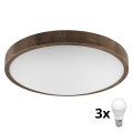 Brilagi - LED laelamp CARVALHO SLIM 3xE27/60W/230V tamm-pähkel läbimõõt 47 cm