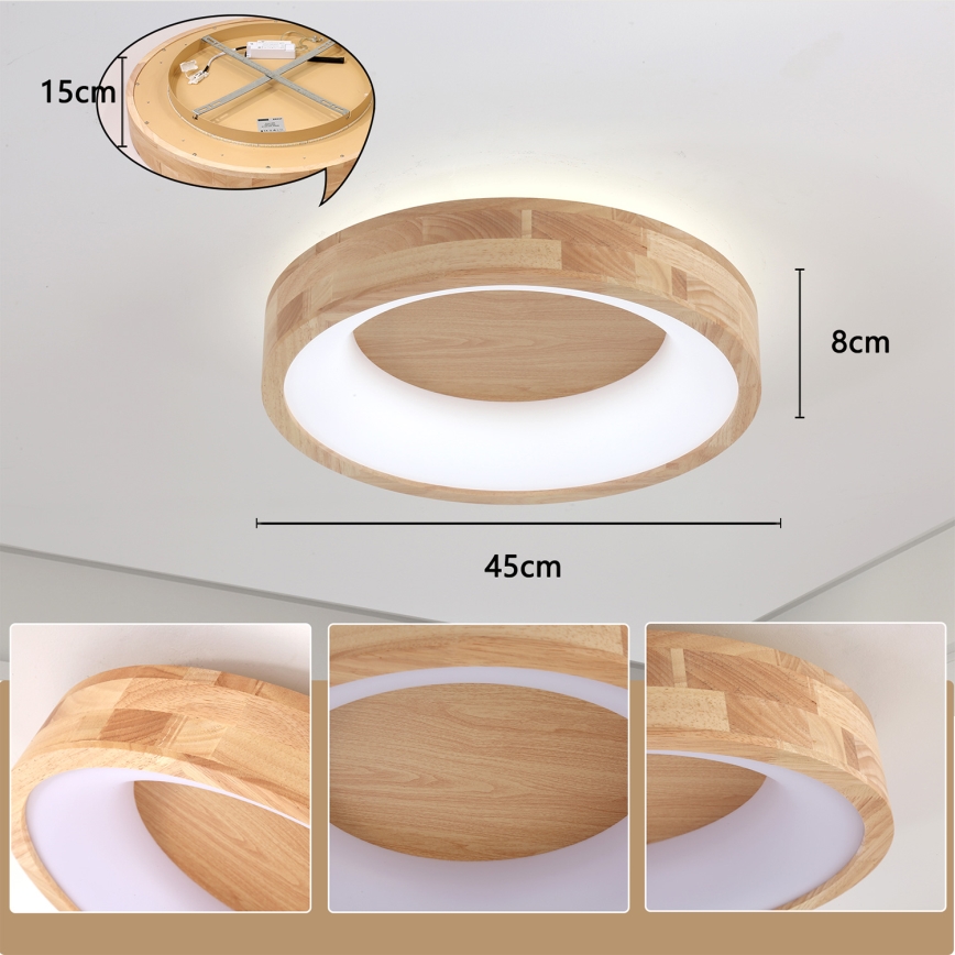 Brilagi - LED-laelamp FALCON WOOD LED/30W/230V 3000/4000/6000K, läbimõõt 45 cm, puit