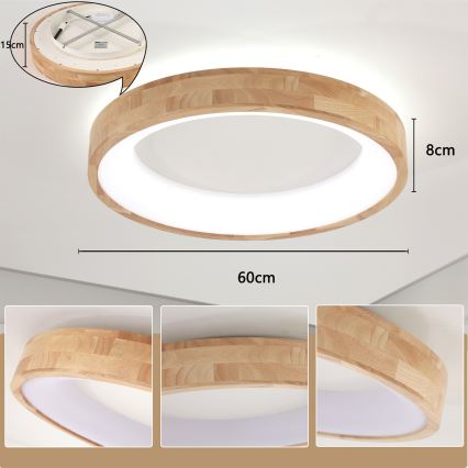 Brilagi - LED laelamp FALCON WOOD LED/40W/230V 3000/4000/6000K läbimõõt 60 cm puidust