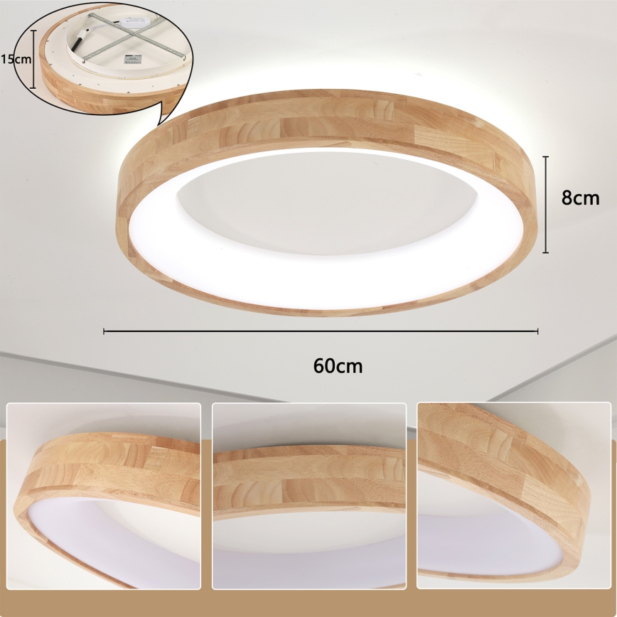 Brilagi - LED laelamp FALCON WOOD LED/40W/230V 3000/4000/6000K läbimõõt 60 cm puidust