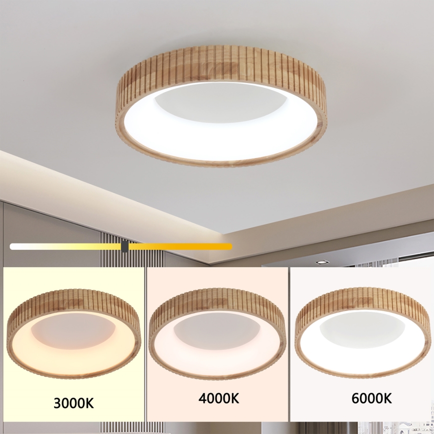 Brilagi - LED laelamp FALCON WOOD MODERN LED/30W/230V 3000/4000/6000K, läbimõõt 45 cm, puidust