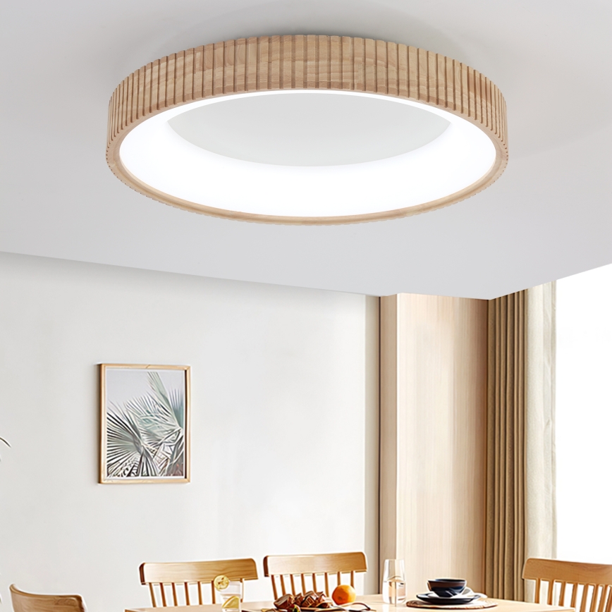 Brilagi - LED laevalgusti FALCON WOOD MODERN, 40W, 230V, 3000/4000/6000K, läbimõõt 60 cm, puit