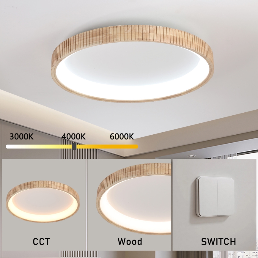 Brilagi - LED laelamp FALCON WOOD MODERN LED/60W/230V 3000/4000/6000K läbimõõt 80 cm puit