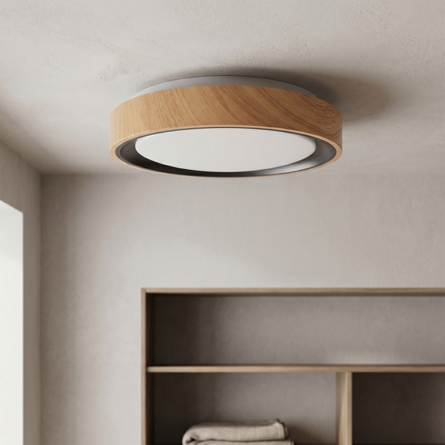 Brilagi - LED-laelamp FLOCO LED/24W/230V Ø 30 cm puiduefekt/must