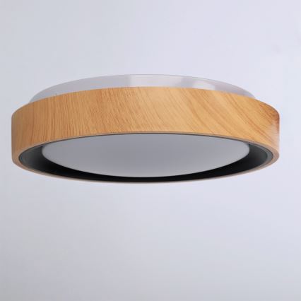Brilagi - LED-laelamp FLOCO LED/24W/230V Ø 30 cm puiduefekt/must