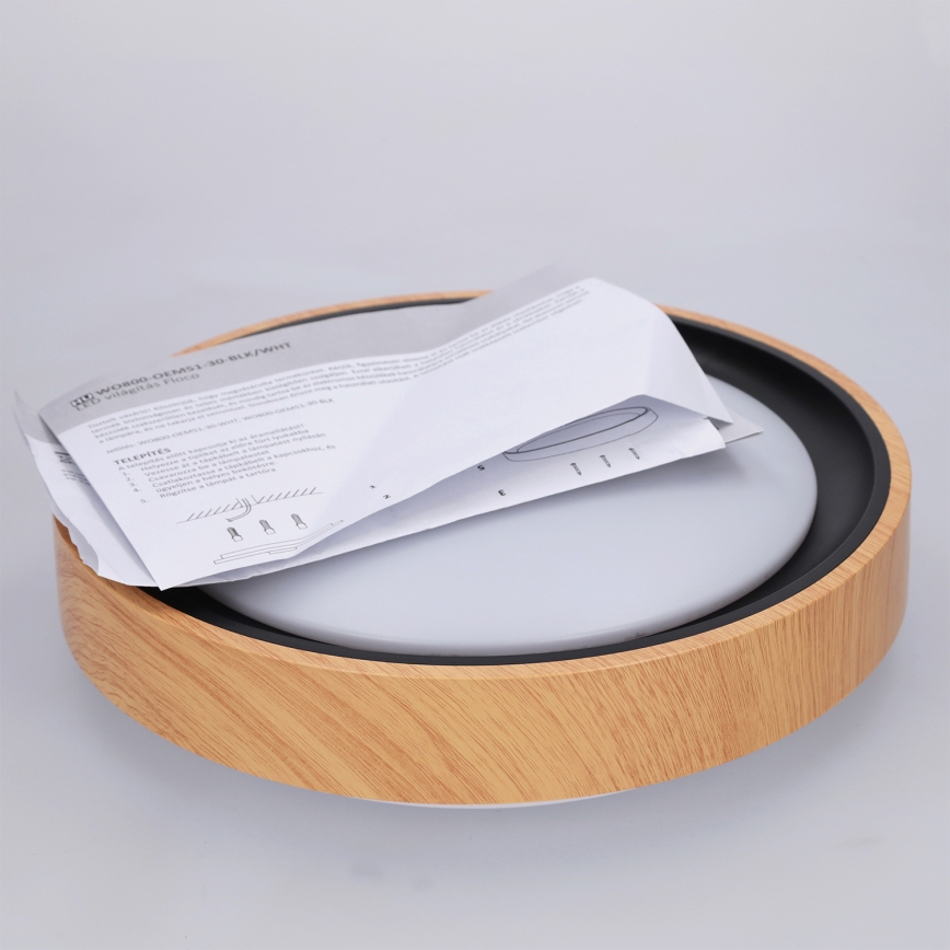 Brilagi - LED-laelamp FLOCO LED/24W/230V Ø 30 cm puiduefekt/must