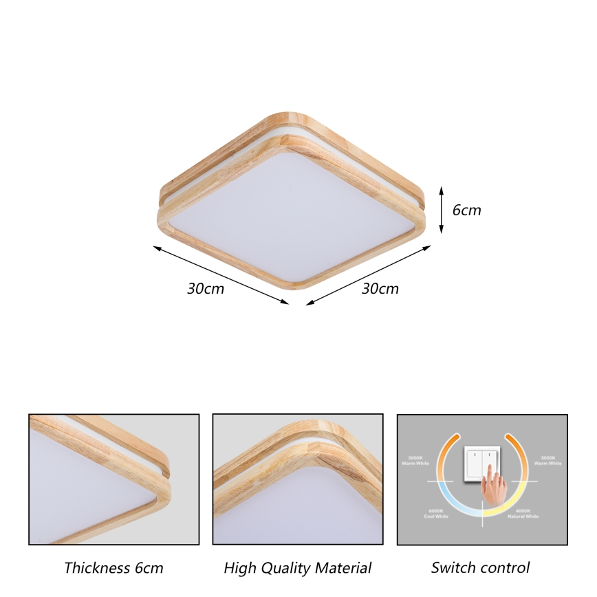 BRILAGI - LED laevalgusti MOLINA SQUARE LED/32W/230V 3000/4000/6000K tamm 30x30 cm