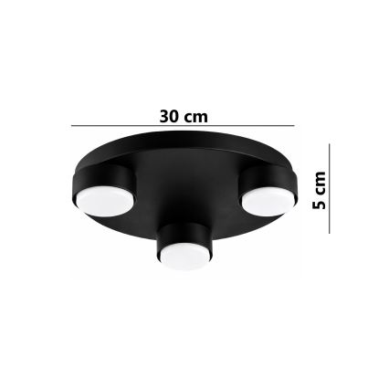Brilagi - LED laelamp MONO 3xGX53/12W/230V, läbimõõt 30 cm, must