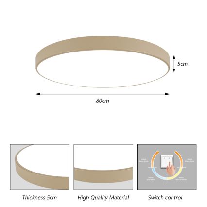 Brilagi - LED laelamp POOL LED / 100 W / 230 V, 3000/4500/6000 K, Ø 80 cm, beež