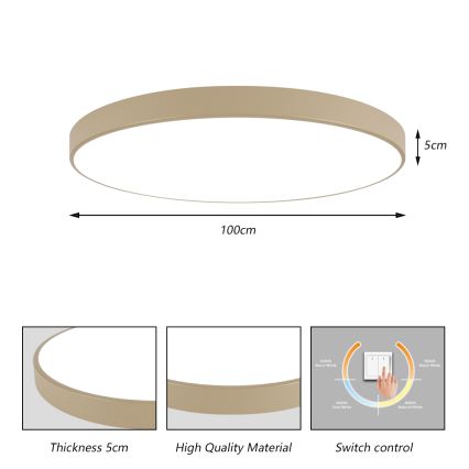 Brilagi - LED laevalgusti POOL LED/128W/230V 3000/4000/6000K Ø 100 cm beež