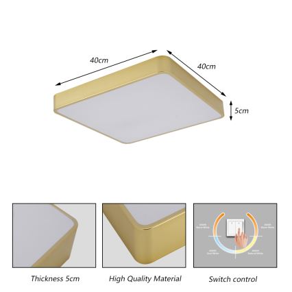 Brilagi - LED laelamp POOL LED/36W/230V 3000/4000/6000K 40x40 cm kuldne