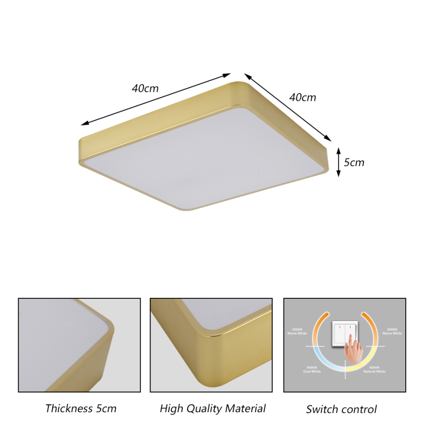 Brilagi - LED laelamp POOL LED/36W/230V 3000/4000/6000K 40x40 cm kuldne