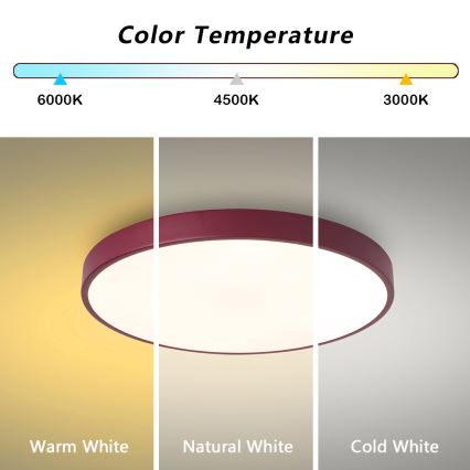 Brilagi - POOL LED laevalgusti 60W/230V, 3000/4000/6000K, läbimõõt 50 cm, bordoopunane