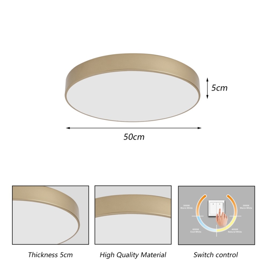 BRILAGI - LED laelamp POOL LED/60W/230V 3000/4000/6000K läbimõõt 50 cm kuldne