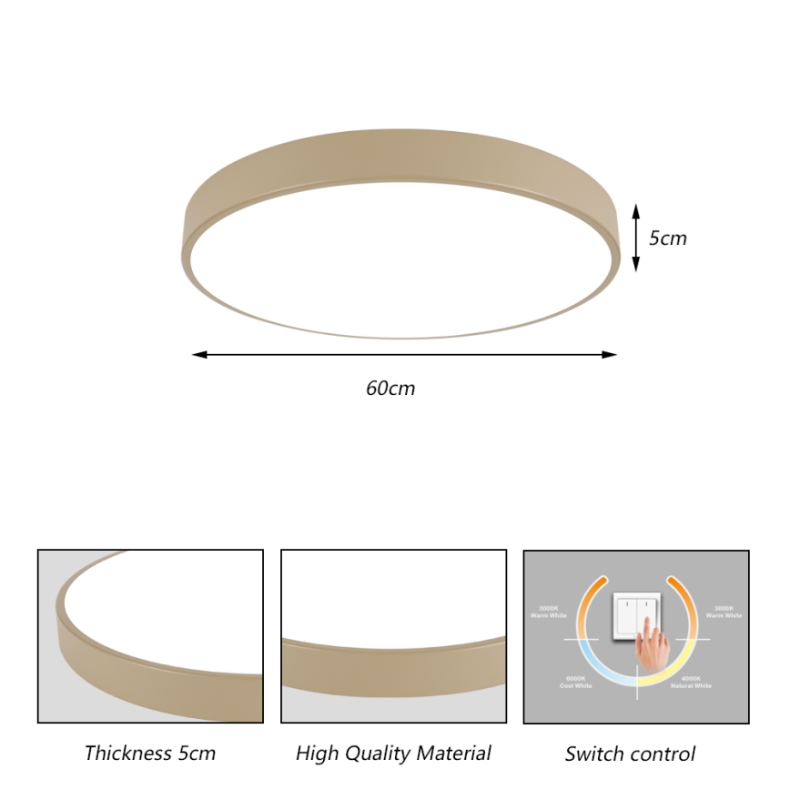 Brilagi - LED laevalgusti POOL LED/60W/230V 3000/4000/6000K läbimõõt 60 cm beež