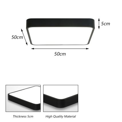 Brilagi - LED laelamp POOL SQUARE LED/48W/230V 3000/4500/6000K 50x50 cm must