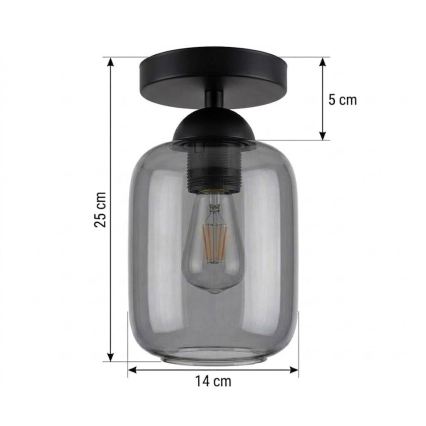 BRILAGI - LED laelamp RETRO GLASS 1xE27/60W/230V läbimõõt 14 cm must/suitsuhall