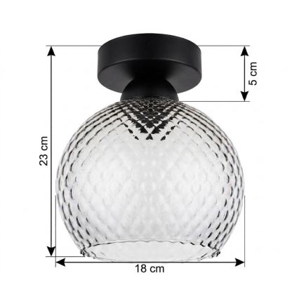 BRILAGI - LED laevalgusti RETRO GLASS 1xE27/60W/230V läbimõõt 18 cm must/suitsuhall
