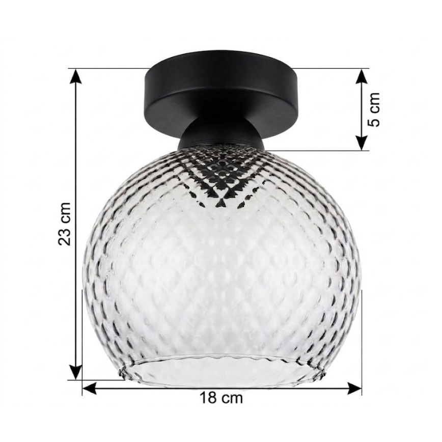 BRILAGI - LED laevalgusti RETRO GLASS 1xE27/60W/230V läbimõõt 18 cm must/suitsuhall