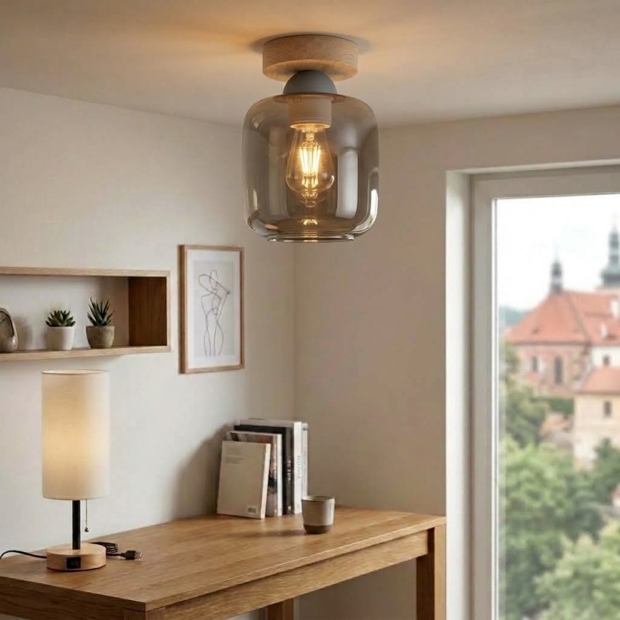 BRILAGI - LED laelamp RETRO GLASS 1xE27/60W/230V läbimõõt 14 cm tamm/suitsuhall
