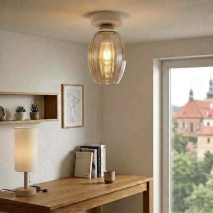 BRILAGI - LED laelamp RETRO GLASS 1xE27/60W/230V Ø 17 cm beež/suitsune beež
