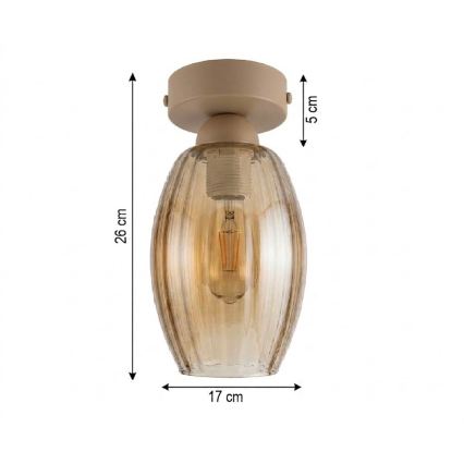 BRILAGI - LED laelamp RETRO GLASS 1xE27/60W/230V Ø 17 cm beež/suitsune beež