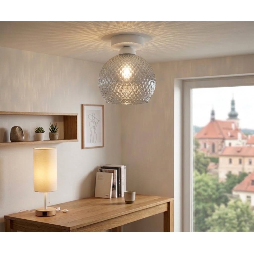 BRILAGI - LED laelamp RETRO GLASS 1xE27/60W/230V Ø 18 cm valge/suitsuhall