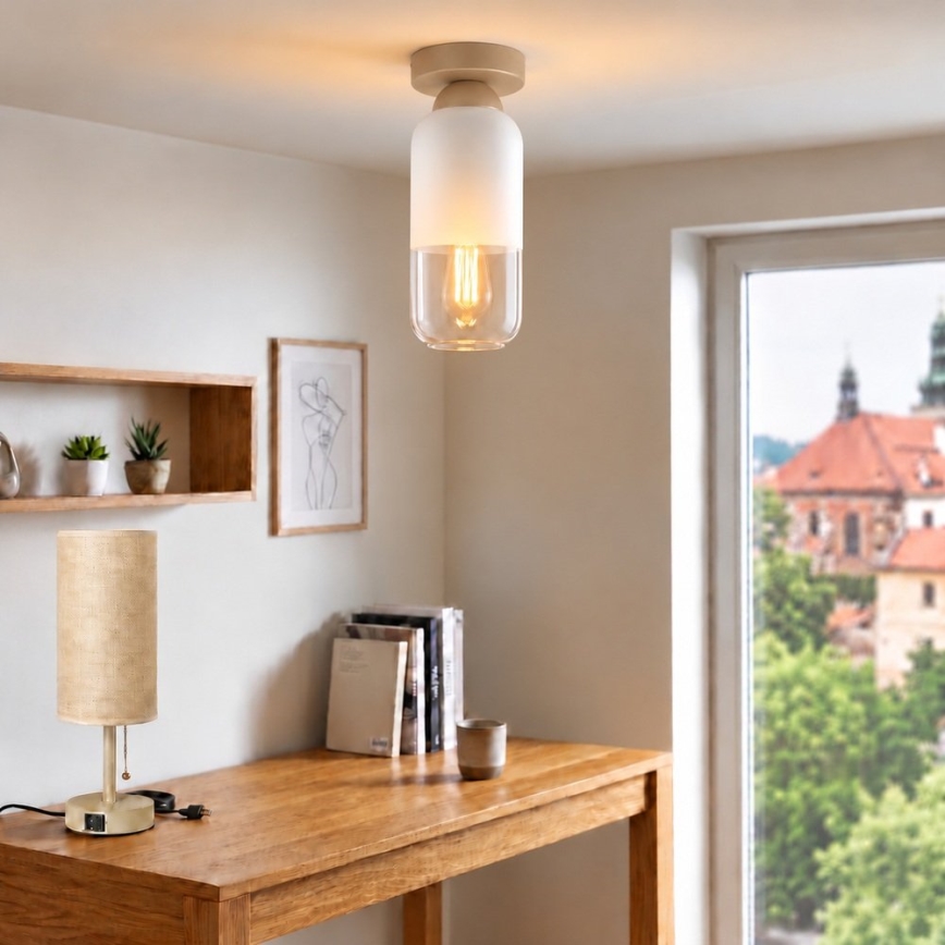 BRILAGI - LED laelamp RETRO GLASS 1xE27/60W/230V läbimõõt 14 cm beež/valge